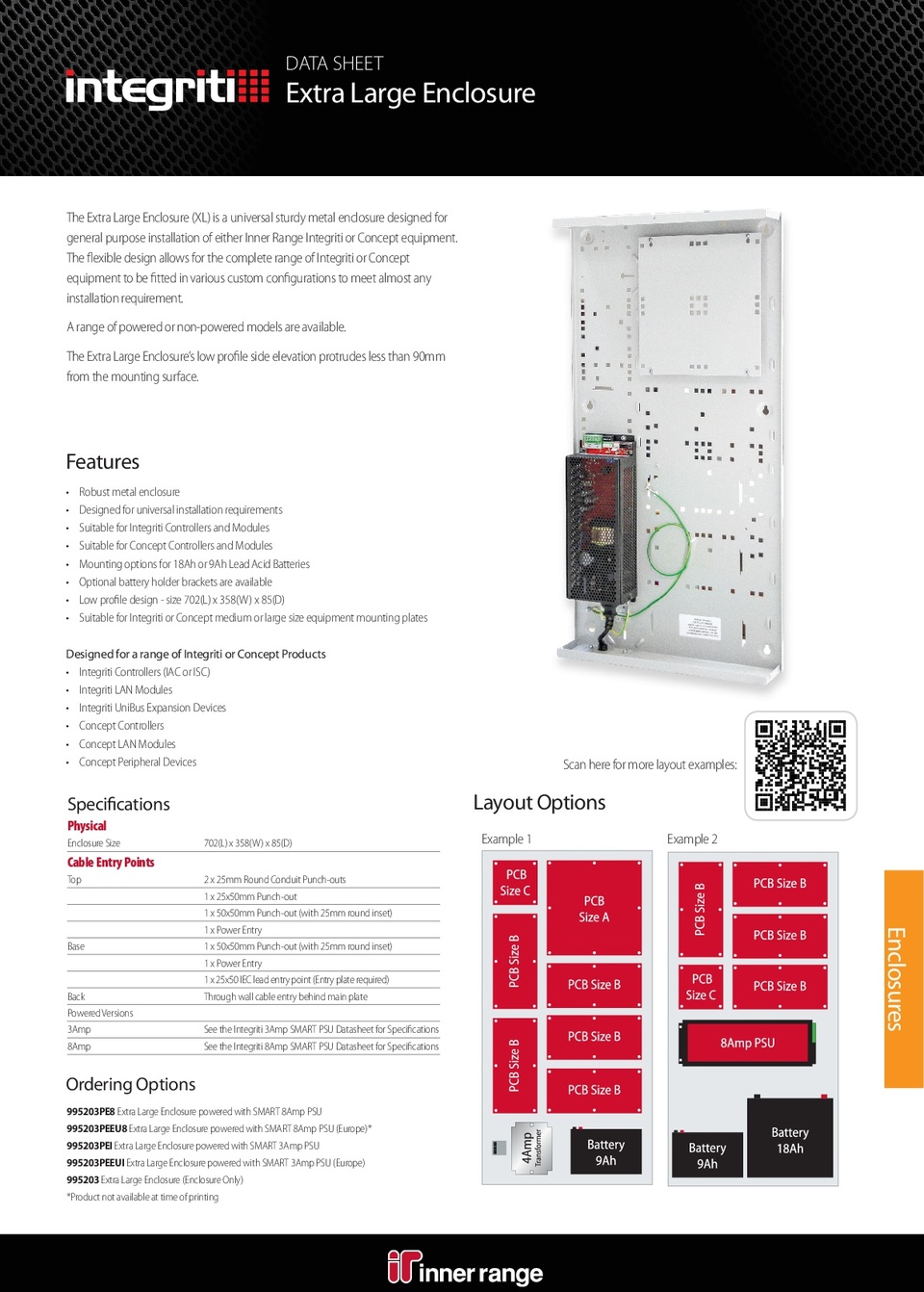 Inner Range Integriti Extra Large Powered Enclosure with 3 Amp Power Supply 0